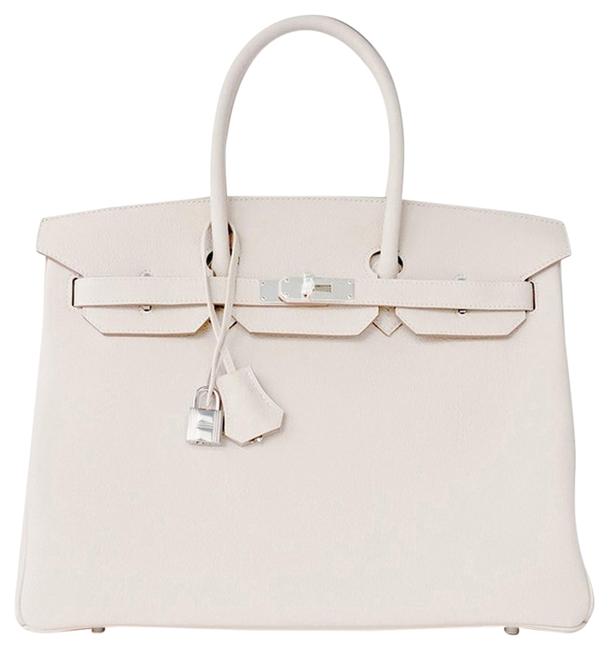 Hermes Craie 35cm Togo Birkin Palladium PHW Tote Bag Spring Chic
