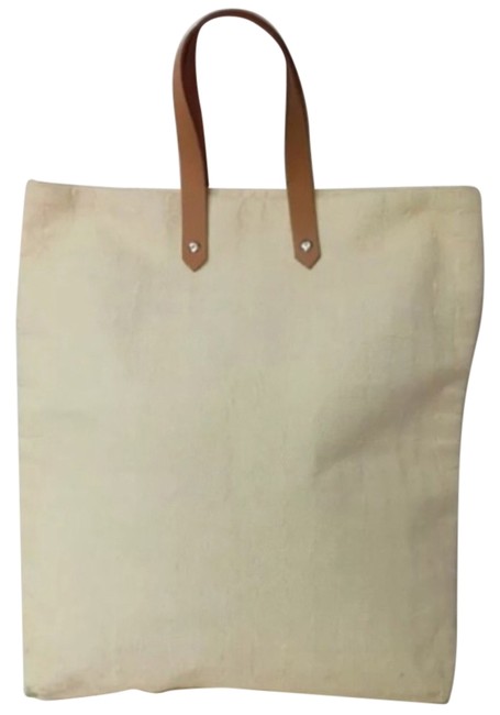 Hermes Cream Brown Cotton Leather Tote