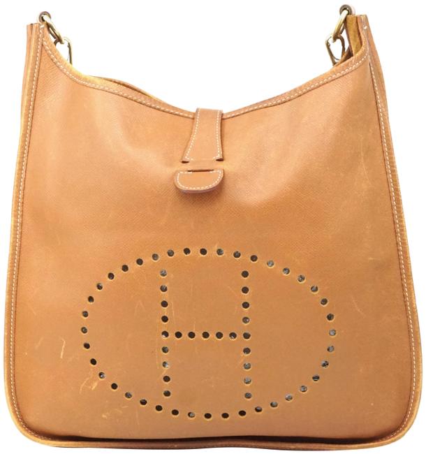 Hermes Crossbody Evelyne Leather #1664h65 Brown Shoulder Bag