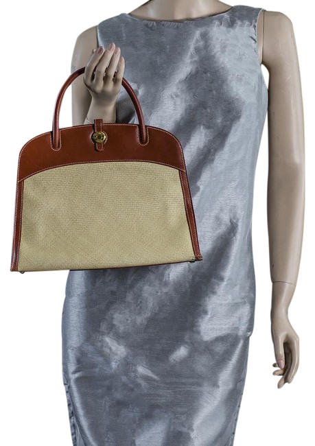 Hermes Dalvy Beige Brown Straw Leather Satchel