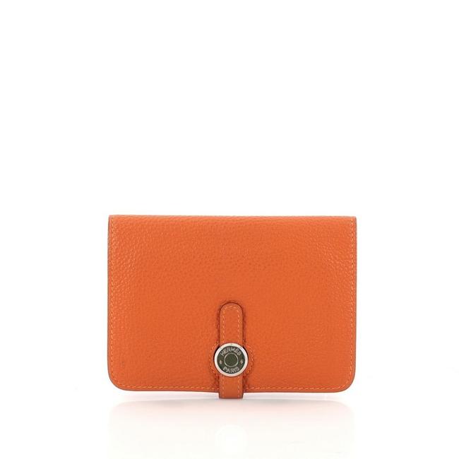 Hermes Dogon Compact Wallet Orange Leather Clutch