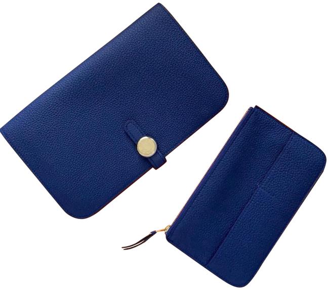 Hermes Dogon Duo Wallet Electric Blue Leather Wristlet