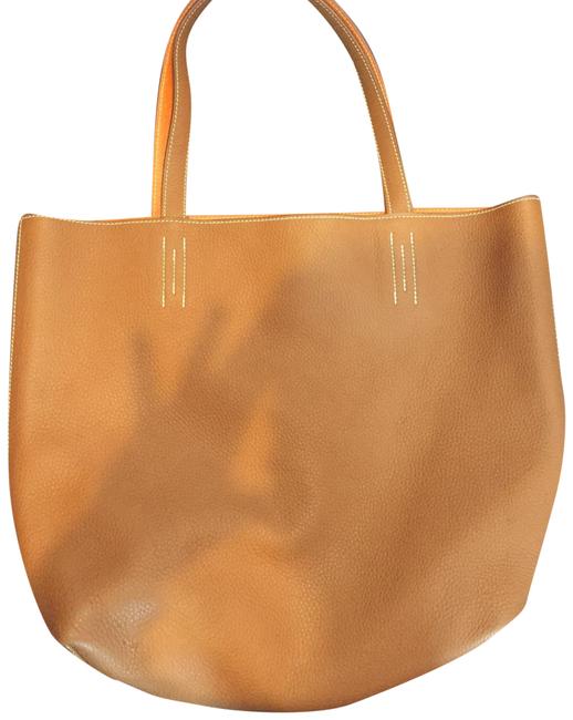 Hermes Double Sens Clemence 45 Gold/ Orange Leather Tote