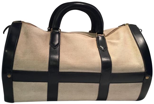 Hermes Boston Duffle Black and Canvas Leather Weekend/Travel Bag