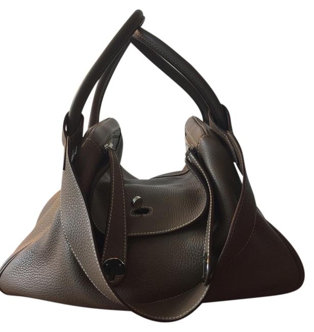 Hermes Etoupe Clemence Leather Shoulder Bag