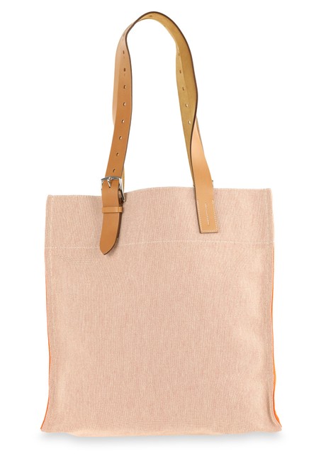Hermes Etriviere Shopping Toile Orange Beige Canvas Tote