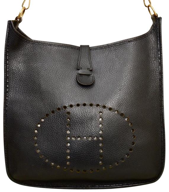 Hermes Evelyne 12.5" Inch Gm Black Leather Shoulder Bag