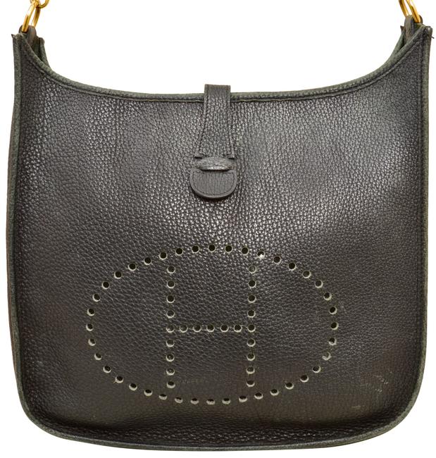 Hermes Evelyne 12.5" Inch Gm Black Pebbled Leather Shoulder Bag