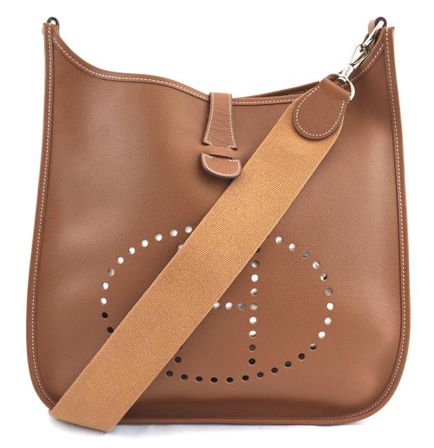 Hermes Crossbody Evelyne #14132 Gen I Gm Large Tote Gold Leather Shoulder Bag