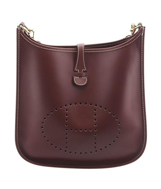 Hermes Evelyne 145222 Xburgundy Leather Cross Body Bag