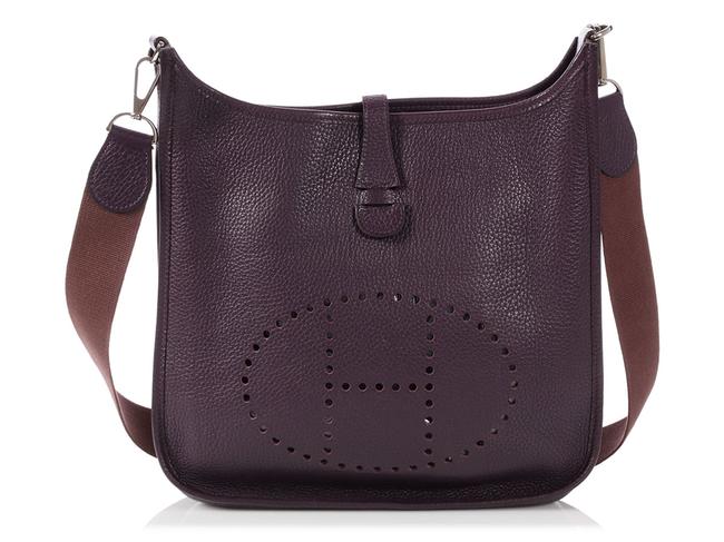 Hermes Evelyne 2 Pm Clemence Raisin Purple Leather Cross Body Bag