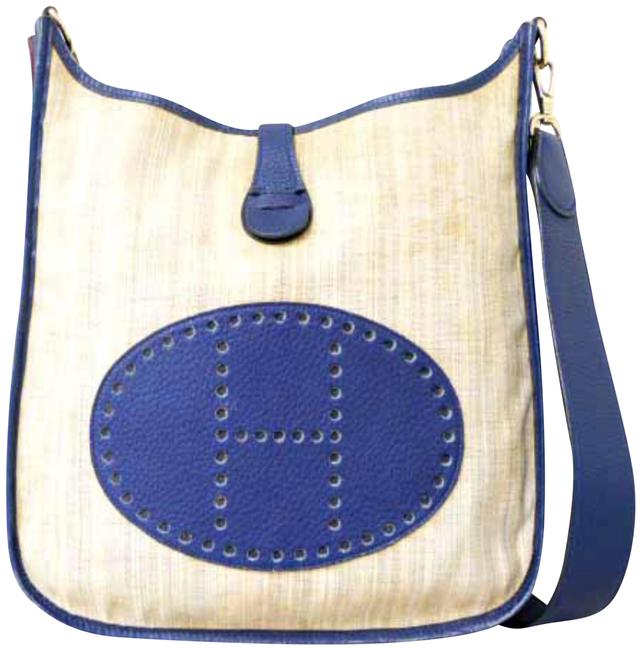 Hermes Evelyne 226897 Blue Roi Canvas X Leather Shoulder Bag