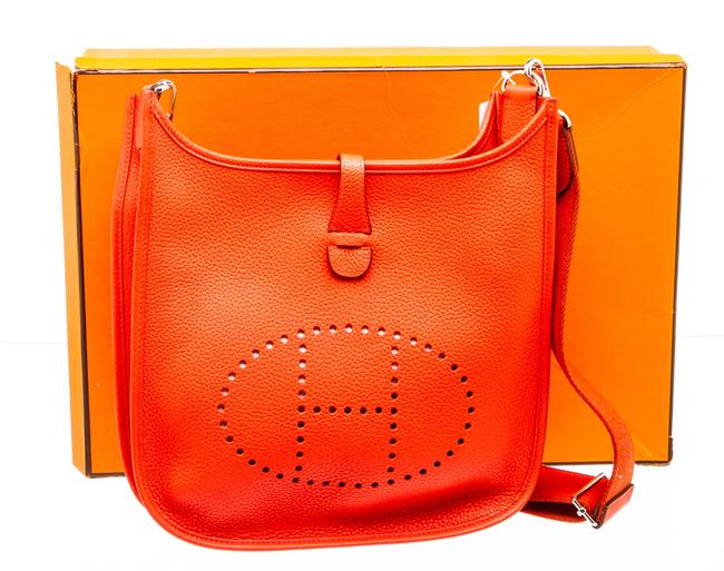 Hermes Evelyne 498750 Clemence Iii Pm Shw Orange Poppy Leather Shoulder Bag