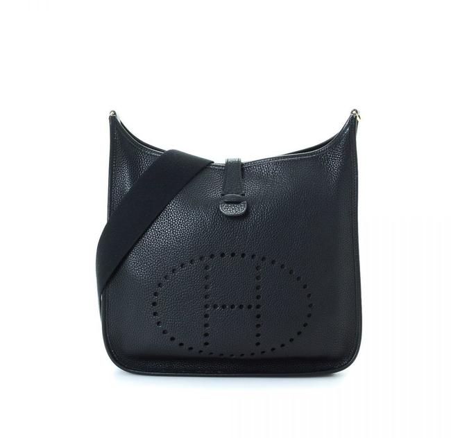 Hermes Evelyne 869060 Black Leather Messenger Bag
