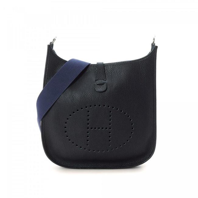 Hermes Evelyne 870882 Navy Blue Leather Messenger Bag