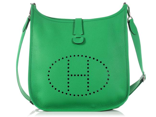 Hermes Evelyne Bambou Gm 3 Green Leather Cross Body Bag