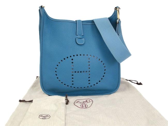 Hermes Evelyne Gm Blue Jean Traurillon Clemence Shoulder Bag