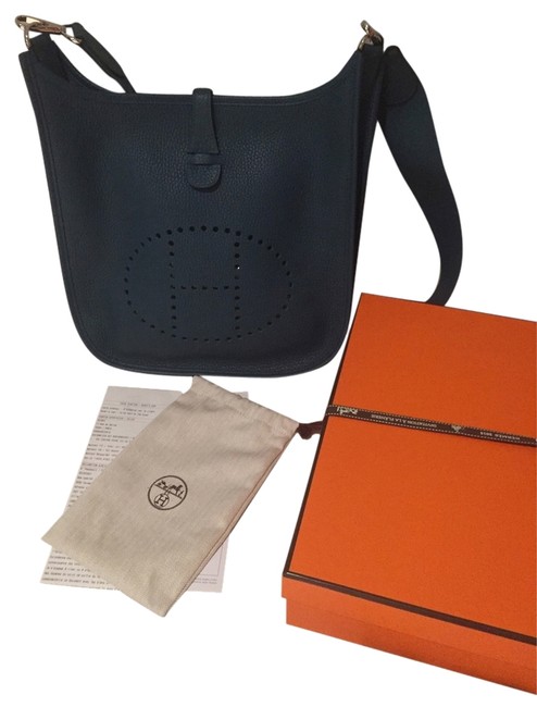 Hermes Evelyne Blue Leather Cross Body Bag