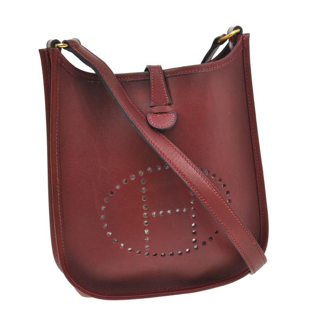 Hermes Evelyne Brown/Bordeaux Box Calf Cross Body Bag