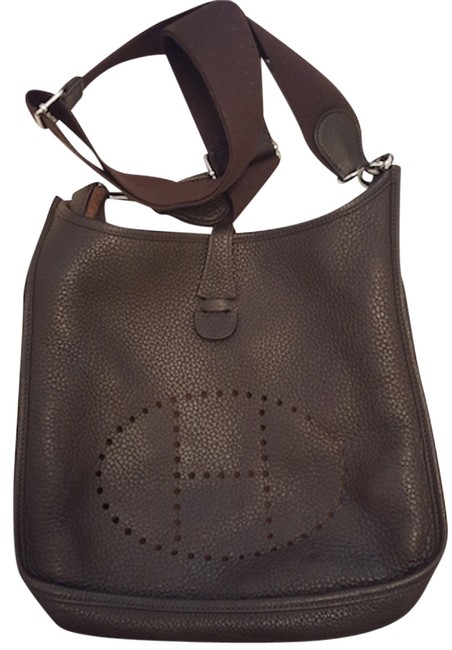 Hermes Evelyne Chocolate Brown Leather Cross Body Bag