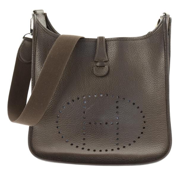 Hermes Evelyne Chocolate Brown Leather Shoulder Bag