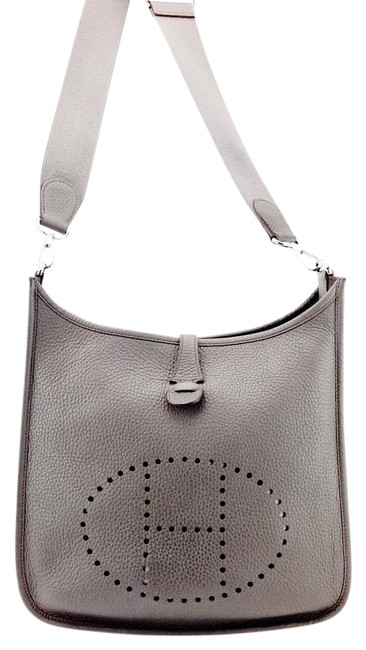 Hermes Evelyne Clemence Iii Pm Grey Leather Cross Body Bag