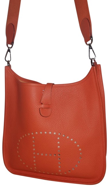 Hermes Evelyne Clemence Mm 29 T/Y Orange Leather Cross Body Bag