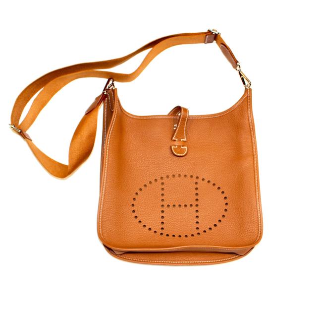 Hermes Evelyne Clemence Tan Leather Cross Body Bag