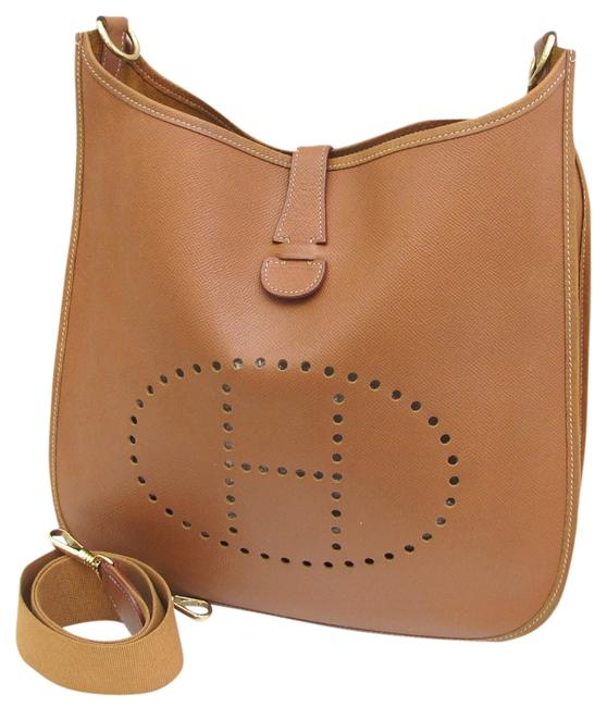 Hermes Evelyne Courcheval Pm Gold Leather Cross Body Bag