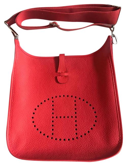 Hermes Crossbody Evelyne Red Leather Shoulder Bag