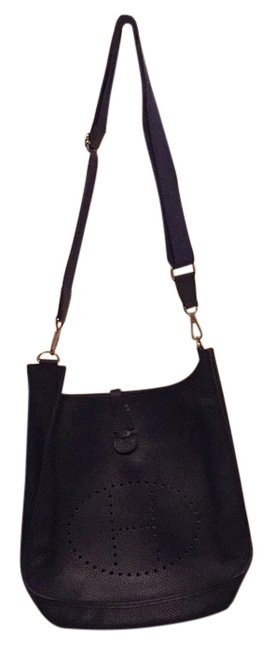 Hermes Evelyne Dark Blue Leather Messenger Bag