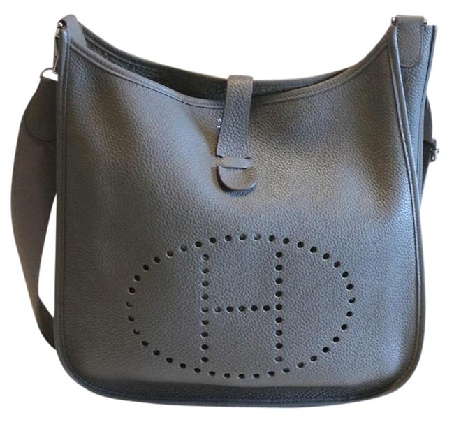 Hermes Shoulder Evelyne Etain Clemence Iii Gray Leather Messenger Bag