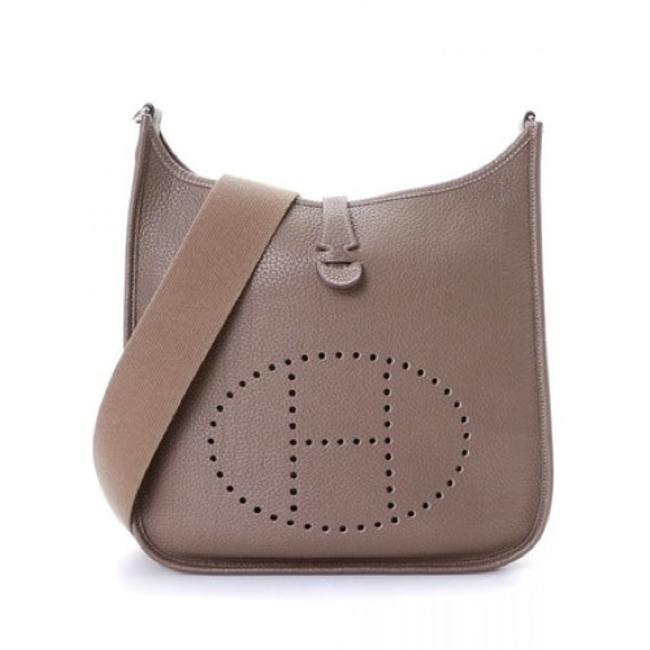 Hermes Evelyne Etoupe Clemence Leather Cross Body Bag