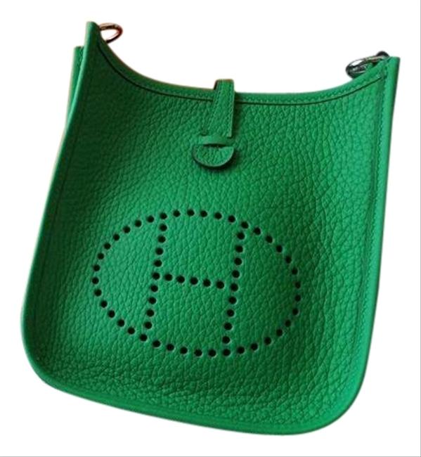 Hermes Amazone Evelyne Mini Ii Tpm Strap Bamboo Bambou Green Clemence Leather Cross Body Bag