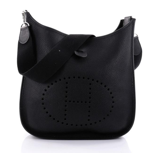 Hermes Evelyne Gen I Clemence Gm Black Leather Cross Body Bag
