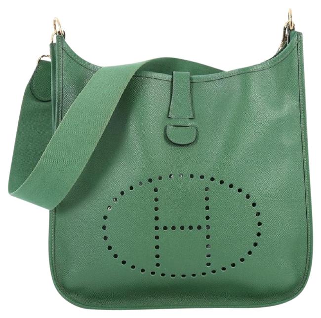 Hermes Evelyne Gen I Courchevel Gm Vert Clair Green Leather Cross Body Bag