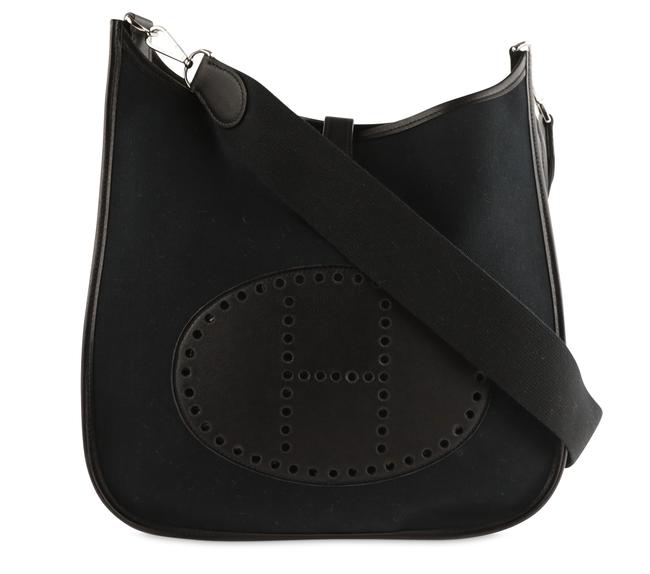 Hermes Evelyne Gen I Gm Black Toile Cross Body Bag