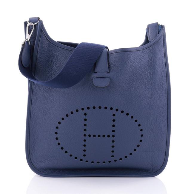 Hermes Evelyne Gen Ii Gm Blue Clemence Cross Body Bag