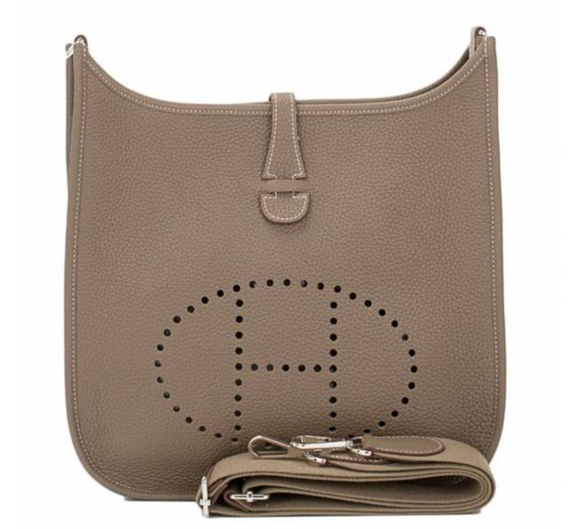 Hermes Evelyne Gen Iii Clemence Gm Etoupe Leather Cross Body Bag