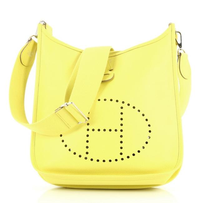 Hermes Evelyne Gen Iii Epsom Pm Lime Leather Cross Body Bag