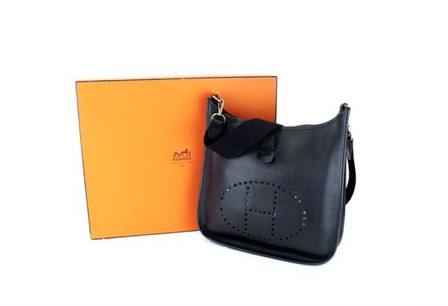 Hermes Evelyne Gm Black Clemenceleather Shoulder Bag