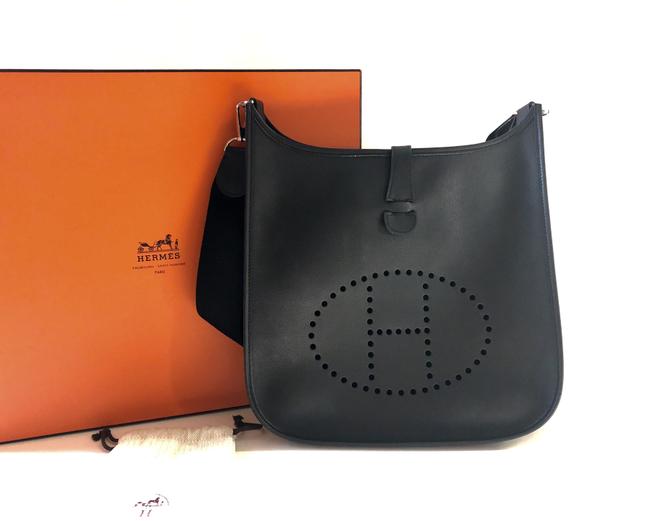 Hermes Evelyne Gm Black Epsom Leather Messenger Bag