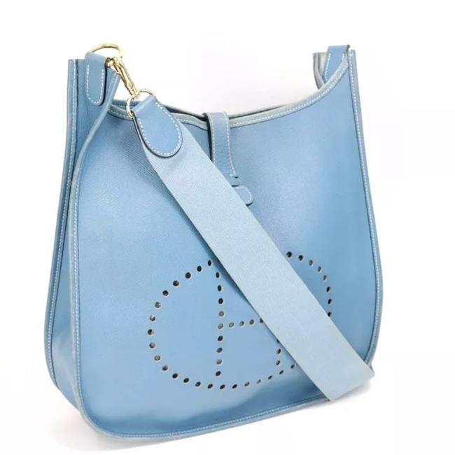 Hermes Evelyne Gm Blue Leather Cross Body Bag