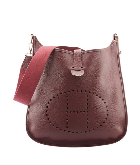 Hermes Evelyne Gm Bordeaux Epsom 139024 Burgundy Leather Cross Body Bag