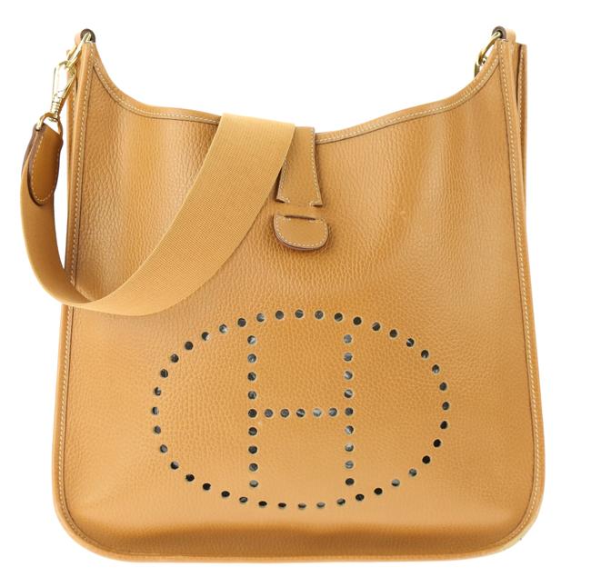 Hermes Evelyne Gm Clemence Brown Leather Shoulder Bag