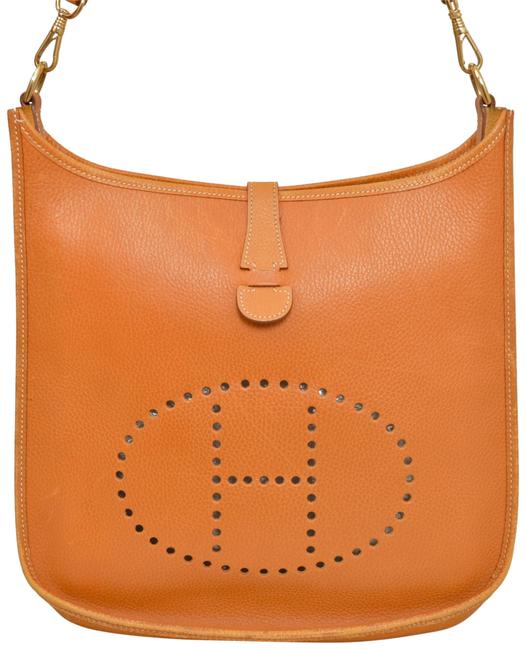 Hermes Evelyne Gm Gold Brown Leather Shoulder Bag