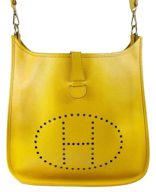Hermes Evelyne Gm In Epsom Leather Yellow Cross Body Bag