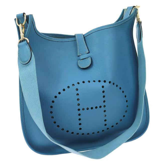 Hermes Evelyne Gm Light Blue Veau Epsom Cross Body Bag
