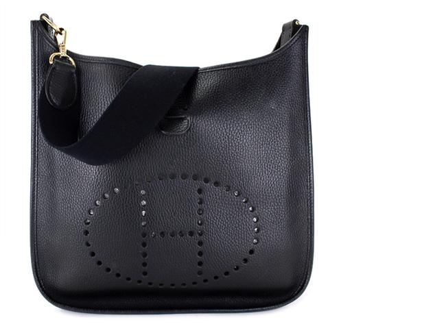 Hermes Messenger Evelyne Gm In Fjord Black Togo Leather Cross Body Bag