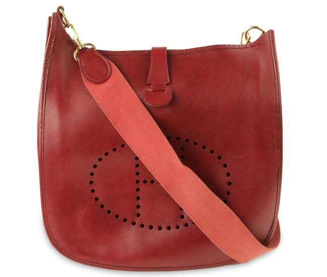 Hermes Evelyne Gm Red Leather Cross Body Bag